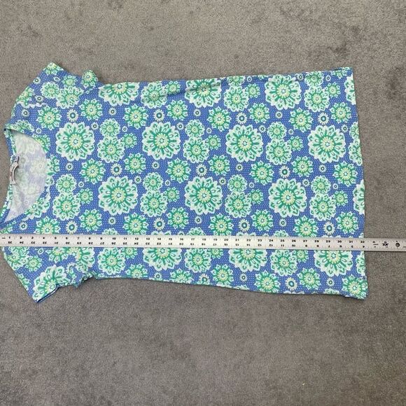 Vineyard Vines Womens Mandala Floral Short Sleeve Shift Dress Blue Green Small - Picture 4 of 5